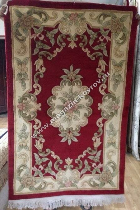 90 LINE WOOLEN HANDK-KNOTTED_510, 4*6, STAN, RED